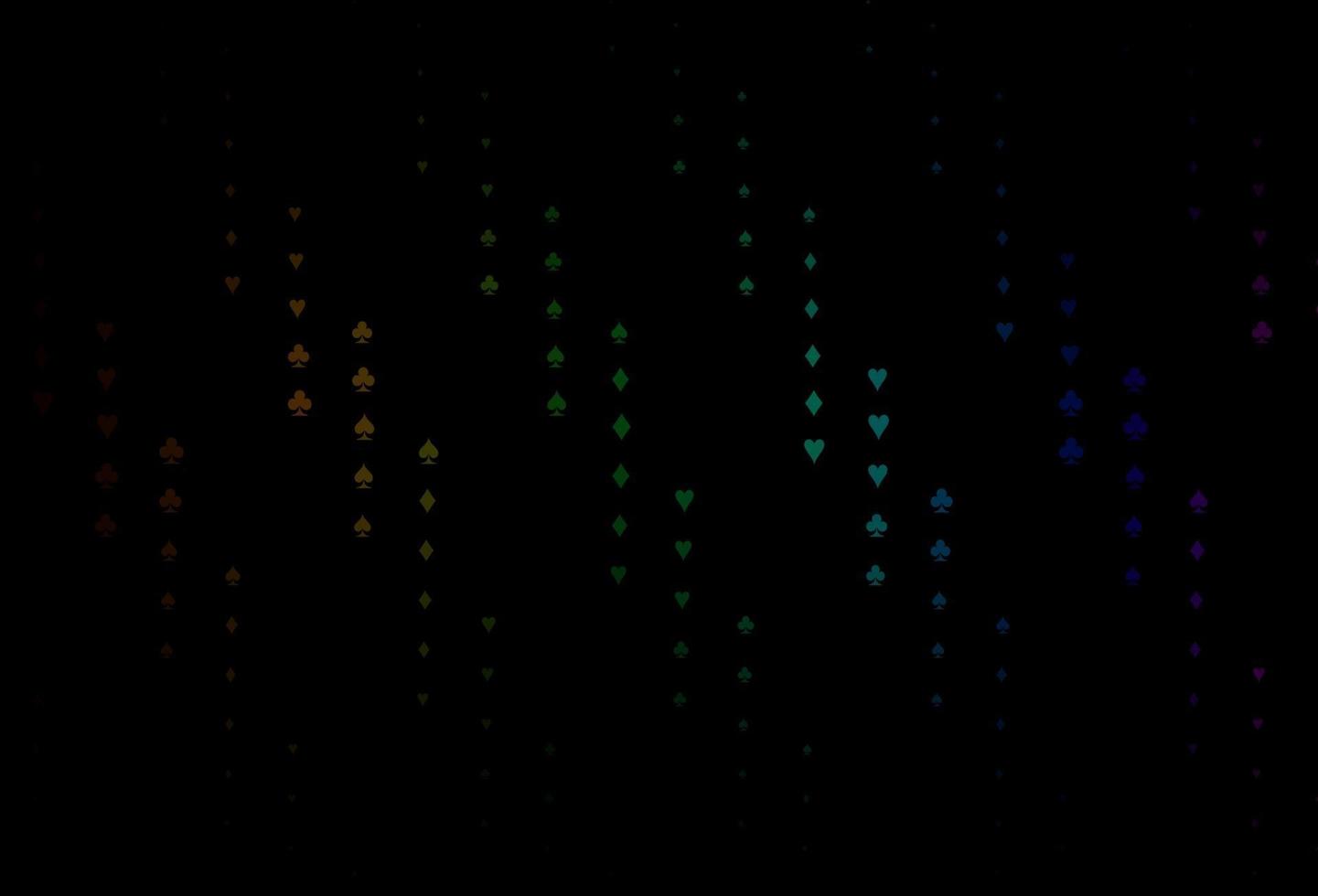 multicolore scuro, modello vettoriale arcobaleno con simboli di poker.