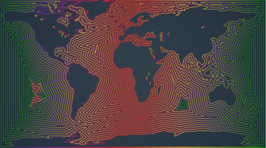 Mappa colorata del mondo, illustrazione vettoriale
