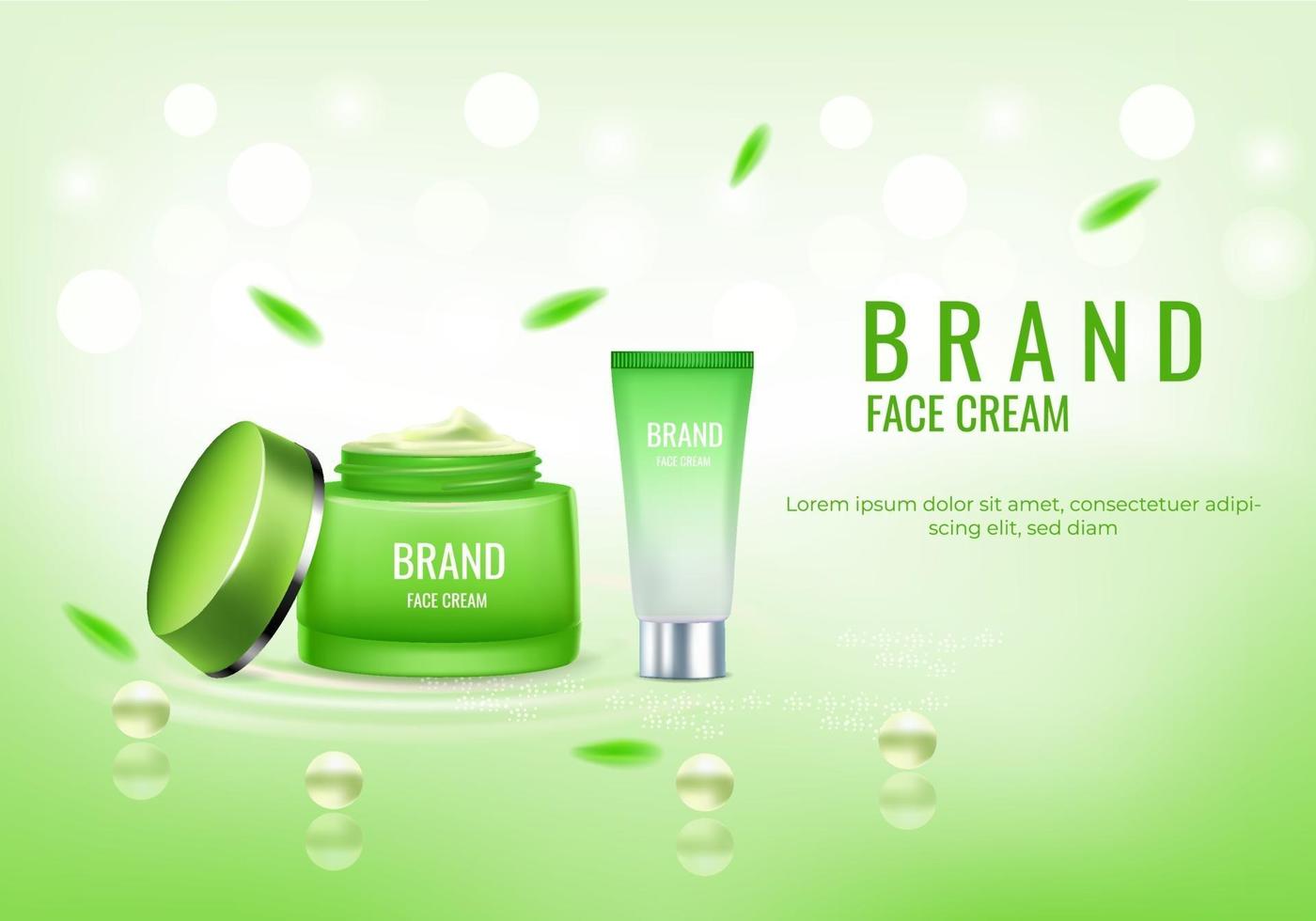 pubblicità del prodotto bellezza crema cosmetica mockup vettore