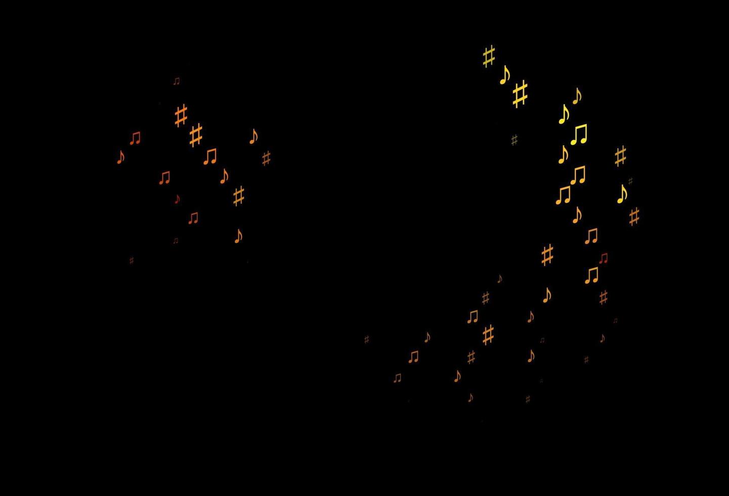 sfondo vettoriale arancione scuro con note musicali.