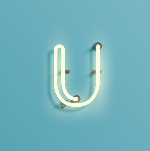 Carattere al neon realistico da un fontset, vettore