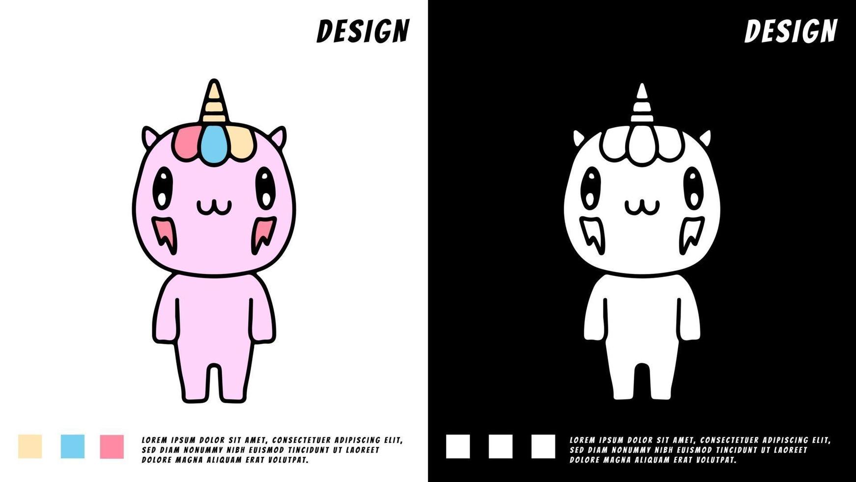 simpatica mascotte unicorno, illustrazione per t-shirt vettore