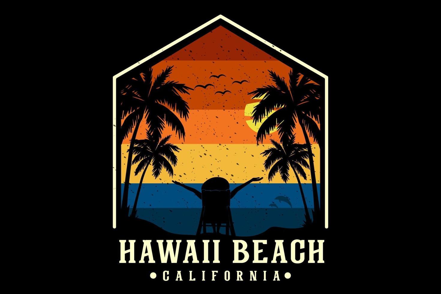 hawaii beach california silhouette design vettore