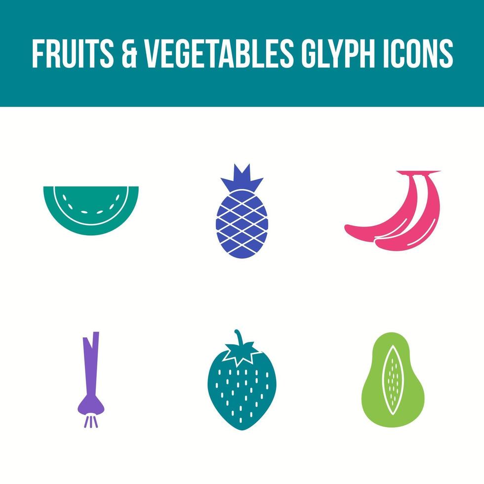 set di icone vettoriali di frutta e verdura unici