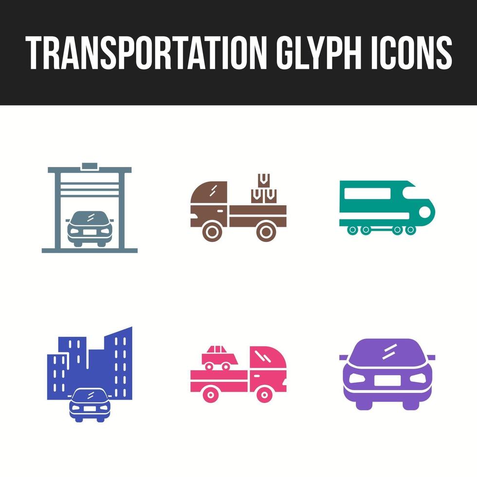 set di icone di icona del glifo di trasporto unico vettore