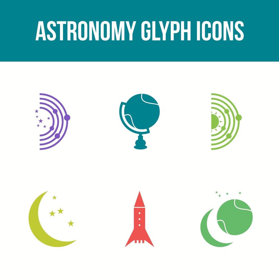 set di icone vettoriali gyph astronomia unico
