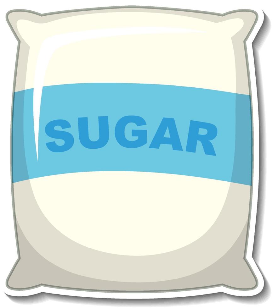 adesivo pacchetto sacchetto di zucchero su sfondo bianco vettore