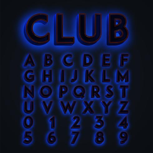 Le luci al neon blu di &quot;CLUB&quot; hanno composto, vettore