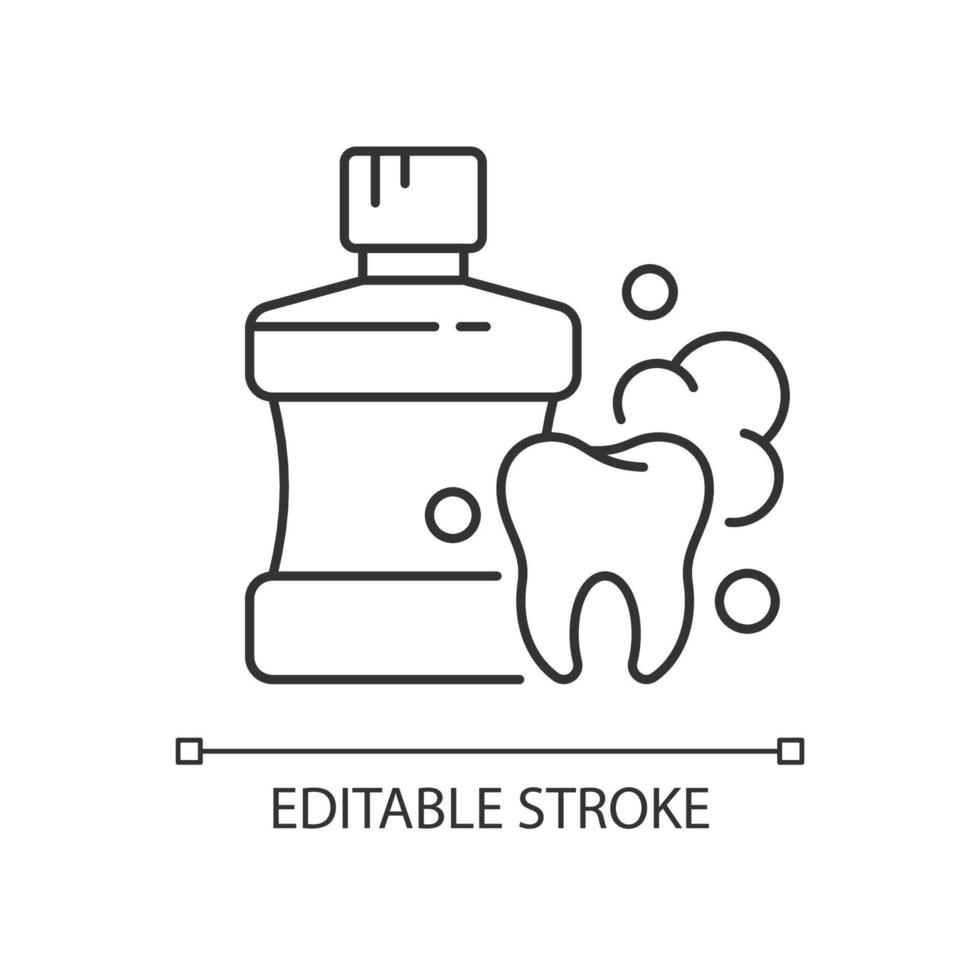 collutorio per l'icona lineare della salute dei denti vettore