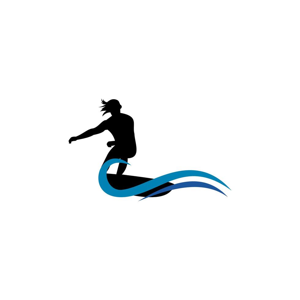 modello di logo di surf, vettore di progettazione di sport acquatici.