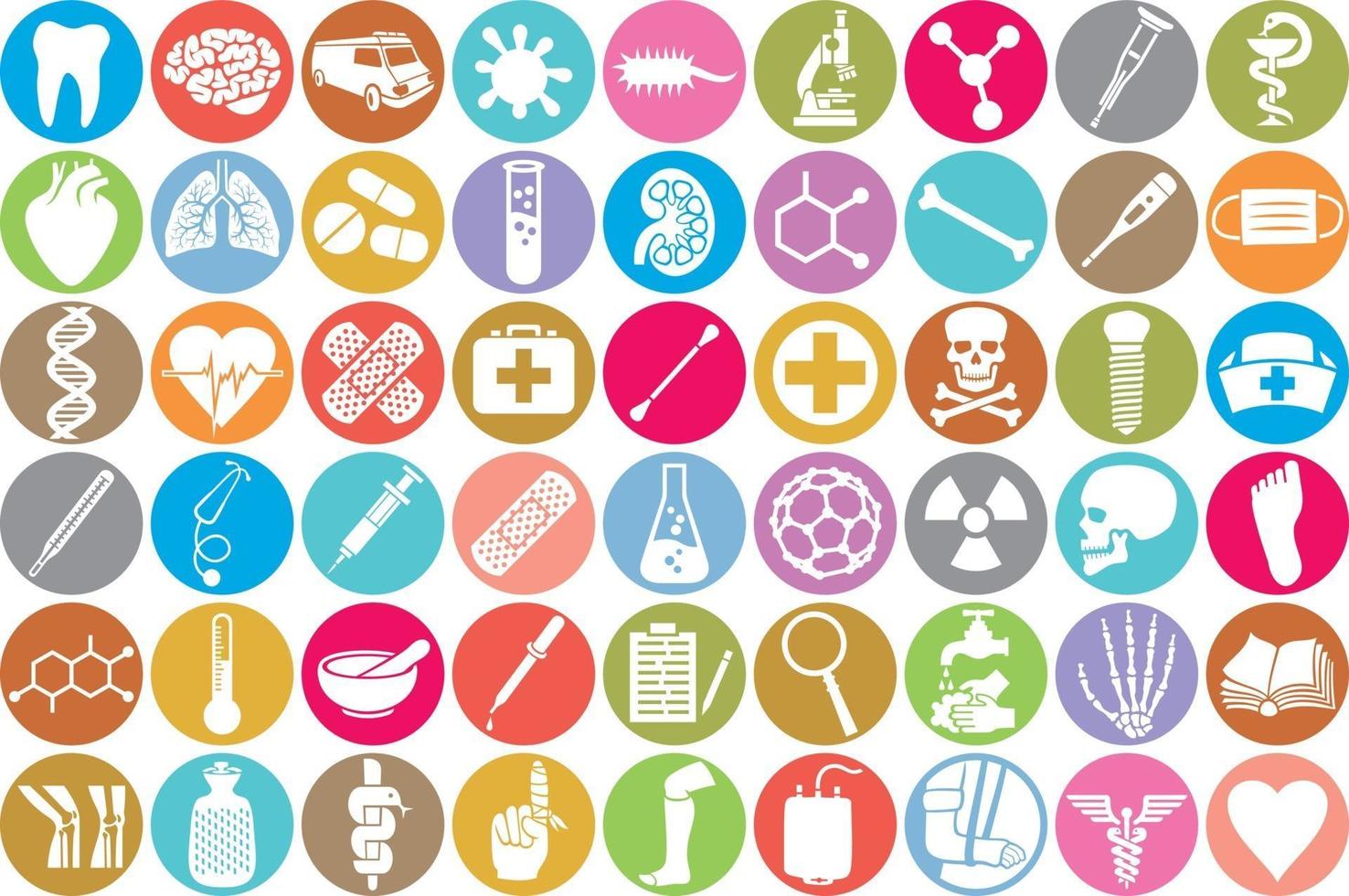 grande collezione di colori di icone mediche vettore