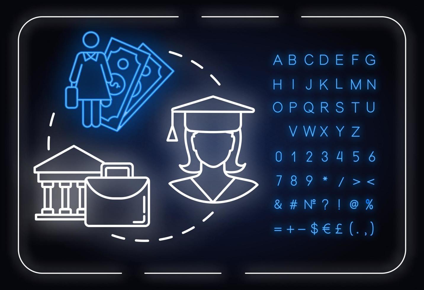 icona del concetto di luce al neon di potenziamento economico vettore