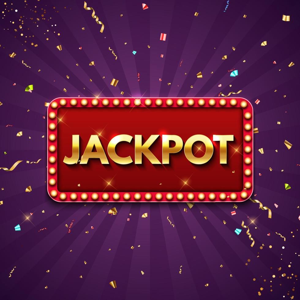 sfondo jackpot con coriandoli dorati che cadono. casinò vettore