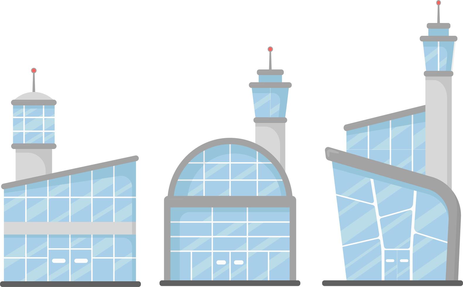 set di illustrazioni per il design piatto dell'aeroporto vettore