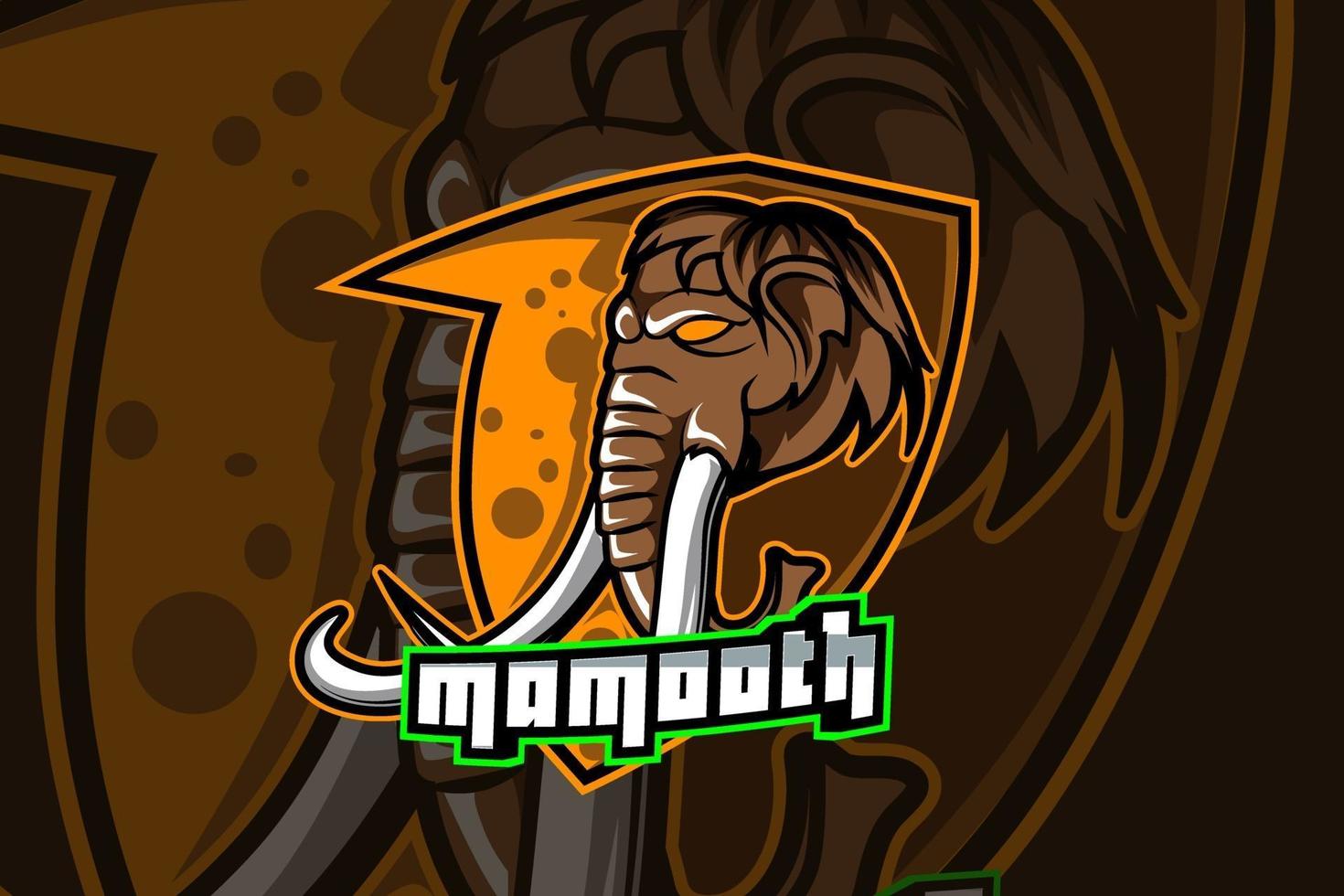 mammut mascotte per logo sport ed eSports isolato su sfondo scuro vettore