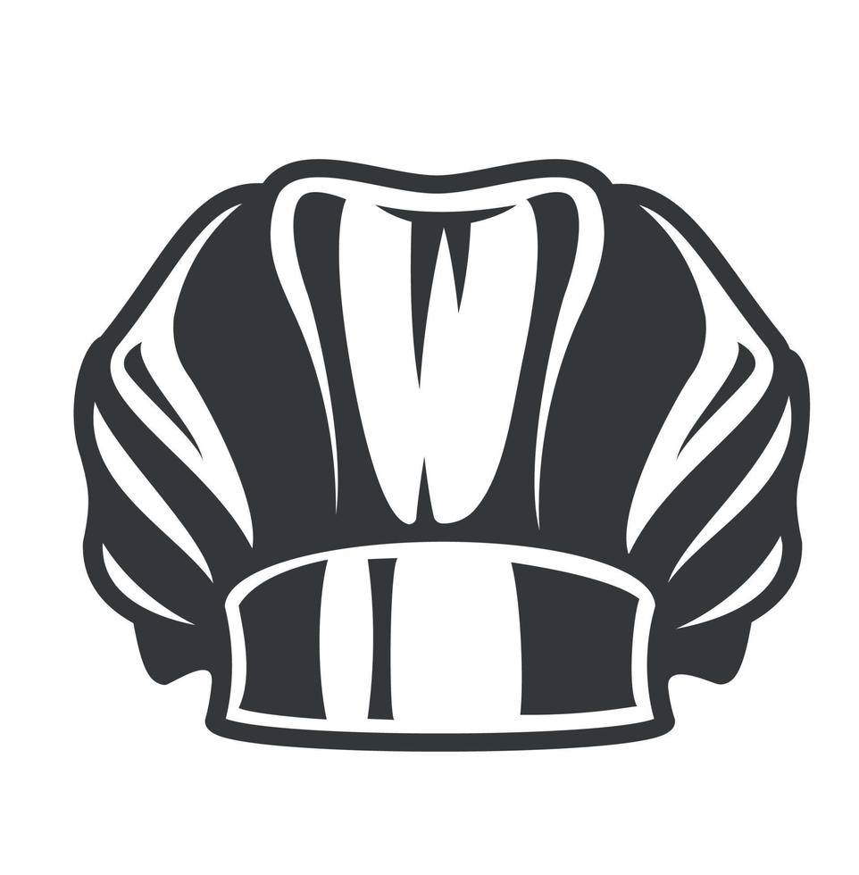 illustrazione vettoriale in bianco e nero di un cappello da chef