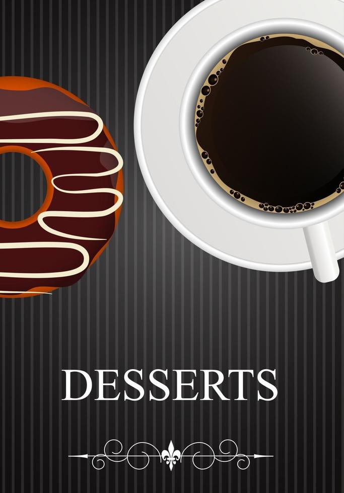 menù di dessert vettoriale con caffè e ciambella