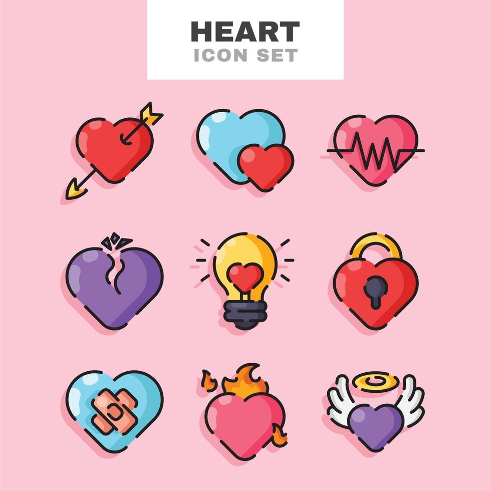 set di icone del cuore vettore