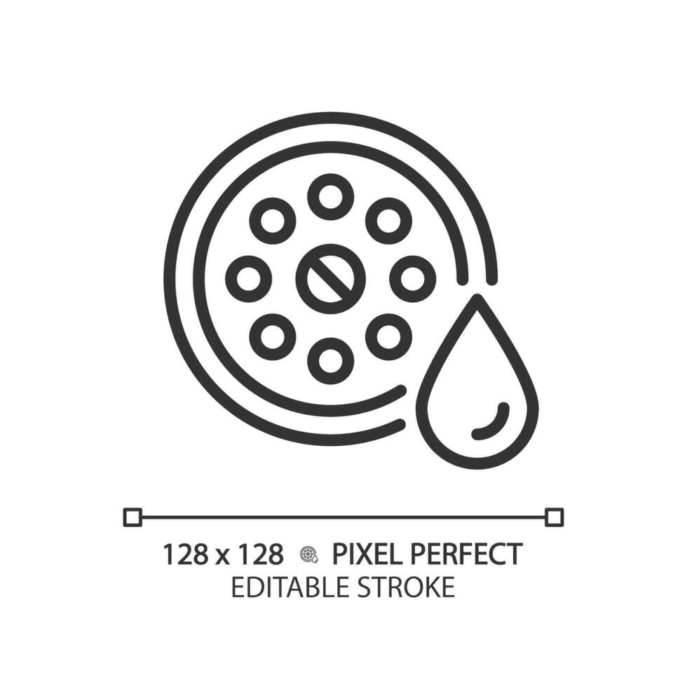 2d pixel Perfetto modificabile nero drain icona, isolato vettore, magro linea illustrazione che rappresentano impianto idraulico. vettore