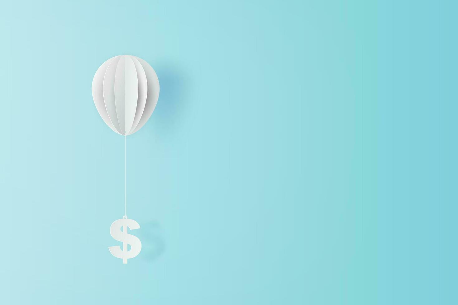 illustrazione di Palloncino volare con dollaro cartello su blu cielo. attività commerciale e gestione concetto idea.creativa design carta tagliare e mestiere stile scena per il tuo testo.di pastello color.finanziario scambio.vettore vettore