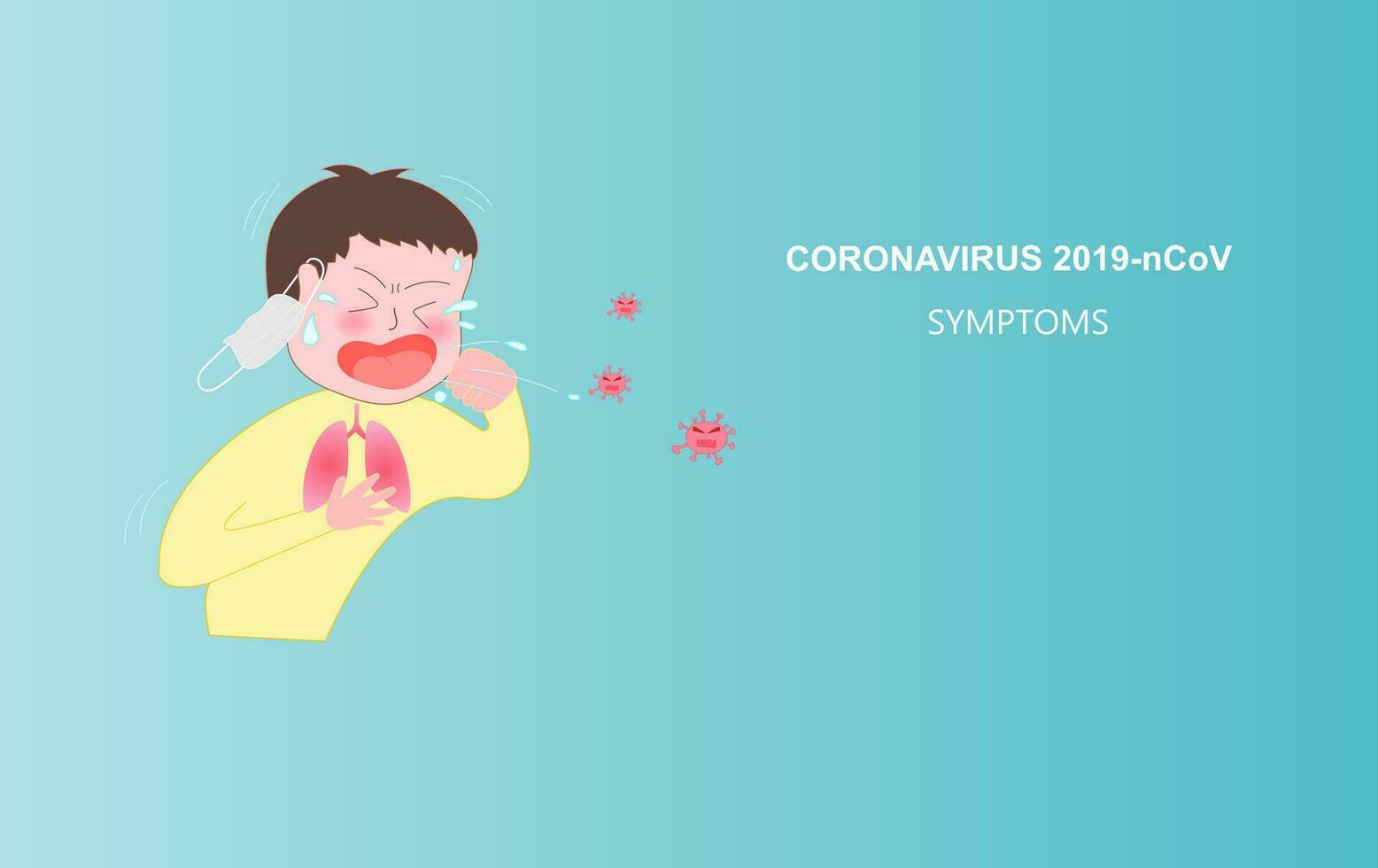 tosse cartone animato personaggio di coronavirus covid-19 o 2019-ncov.sintomi e infetto persona.wuhan patogeno virus. prevenzione contro virus e infezione concetto.cartone animato carino vettore illustrazione.