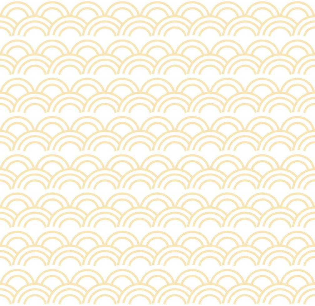 senza soluzione di continuità astratto giallo onda modello giapponese tradizione stile. tessuto struttura retrò decorativo sfondo. Cinese tradizionale orientale ornamento sfondo, giallo nuvole modello senza soluzione di continuità illustrazione vettore