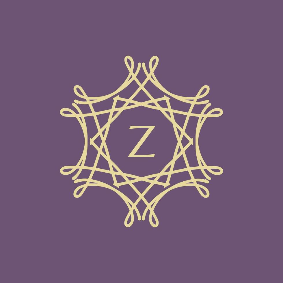 iniziale lettera z floreale ornamentale confine cerchio telaio logo vettore