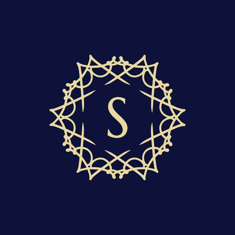 iniziale lettera S floreale ornamentale confine cerchio telaio logo vettore