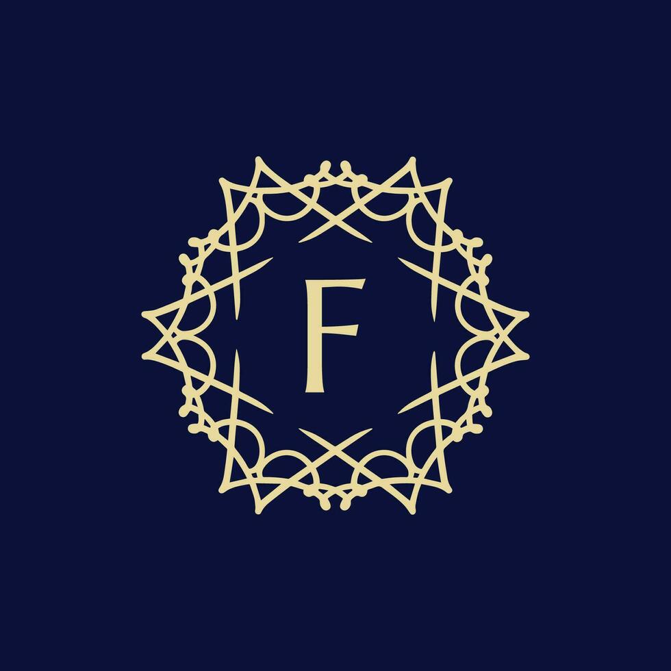 iniziale lettera f floreale ornamentale confine cerchio telaio logo vettore