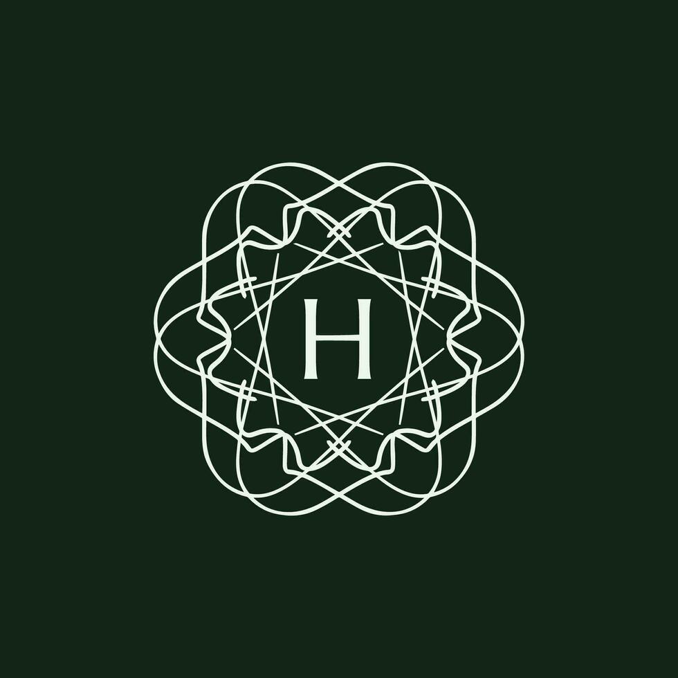 iniziale lettera h floreale ornamentale confine cerchio telaio logo vettore