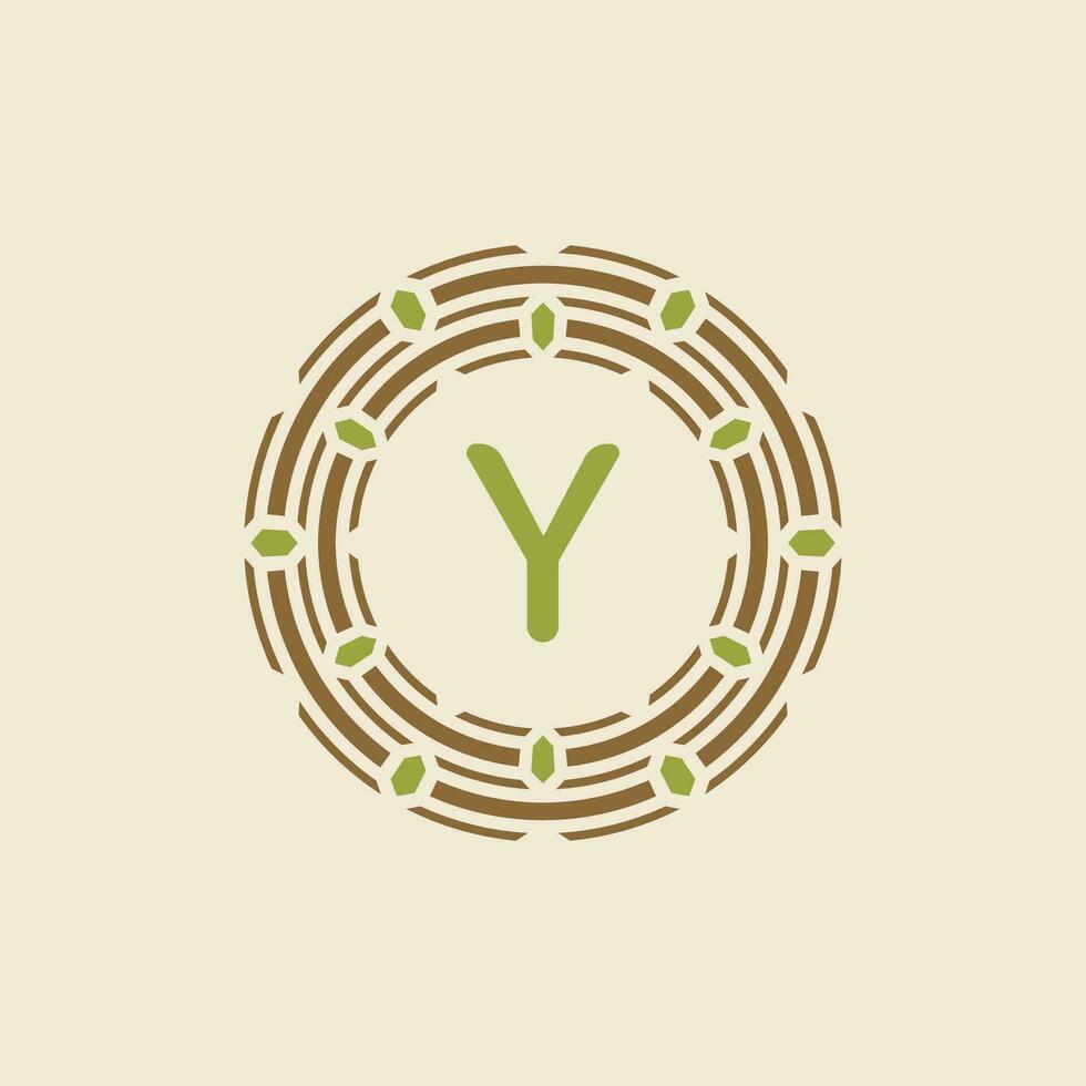 iniziale lettera y ornamentale confine cerchio telaio logo vettore