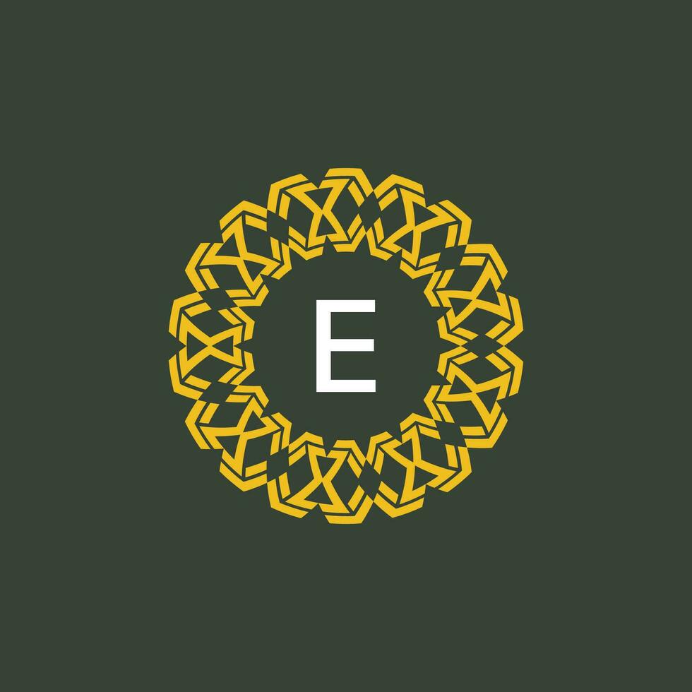 lettera e medaglione emblema iniziale cerchio distintivo logo vettore