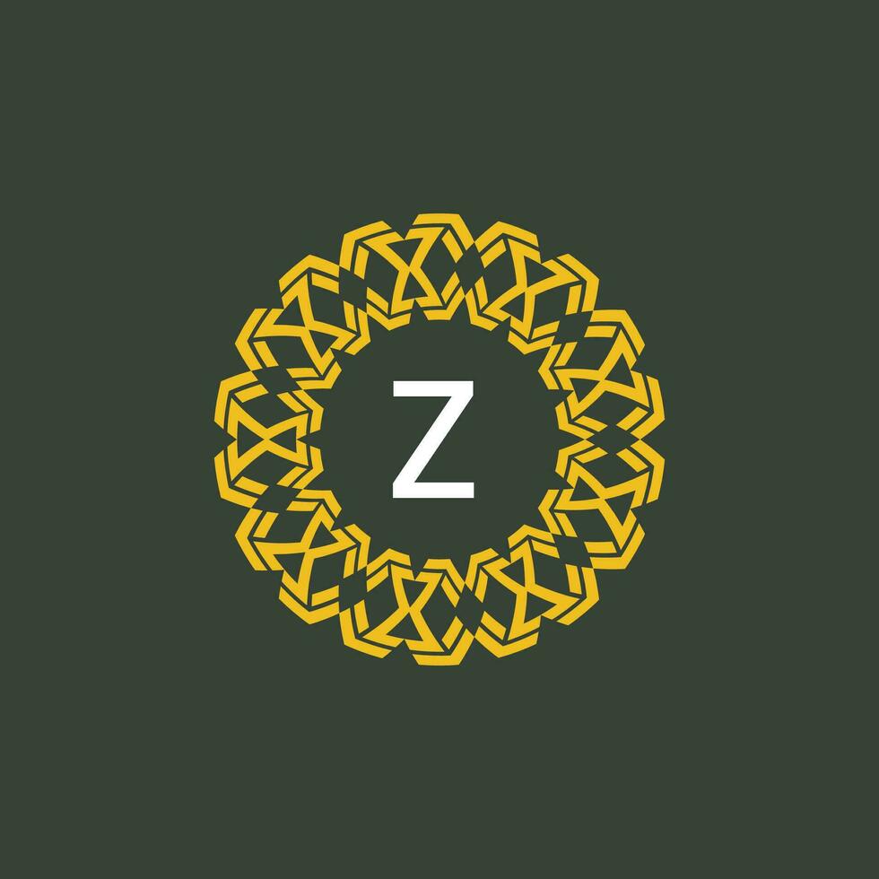 lettera z medaglione emblema iniziale cerchio distintivo logo vettore