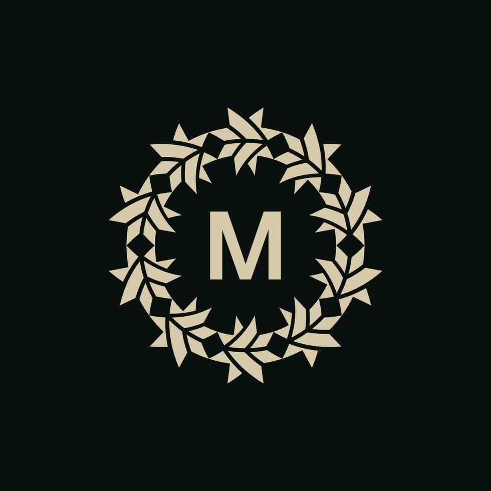 iniziale lettera m ornamentale confine cerchio telaio logo vettore