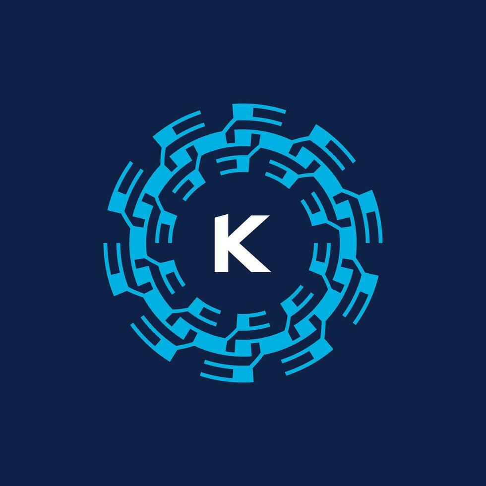 iniziale lettera K ornamentale confine cerchio telaio logo vettore