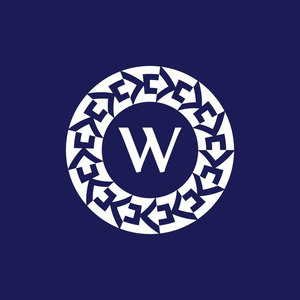 logo iniziali lettera w. moderno e elegante cerchio emblema. ornamentale circolare emblema. stesso modello emblema vettore