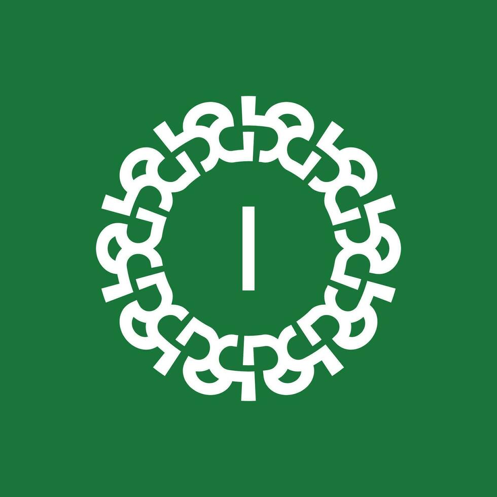 emblema logo iniziali lettera io. naturale e biologico cerchio emblema logo. adatto per l'ambiente basato aziende vettore