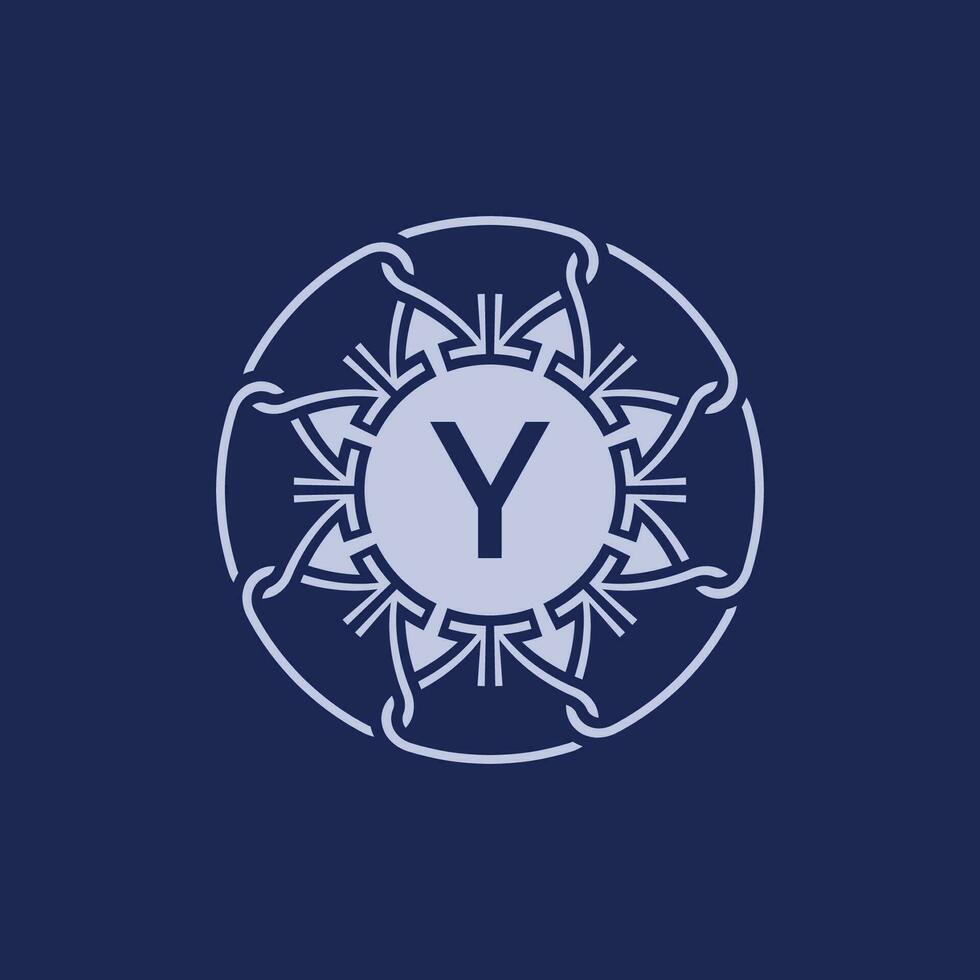 unico e elegante iniziale lettera y alfabeto cerchio ornamentale emblema logo vettore