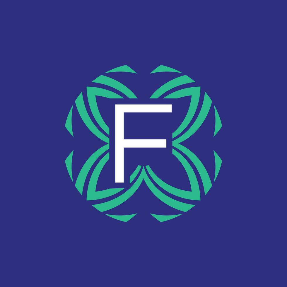 lettera f iniziale floreale elegante emblema monogramma logo vettore
