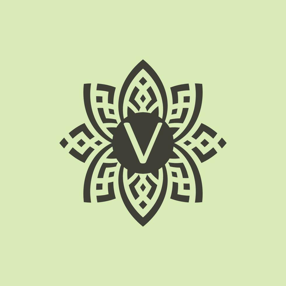 iniziale lettera v floreale ornamentale confine telaio logo vettore