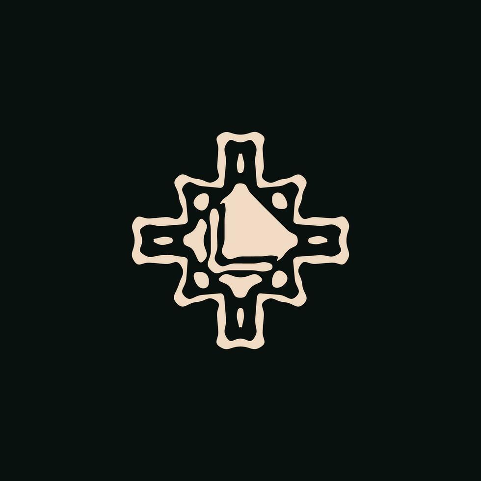 iniziale lettera l logo. unico tribù etnico ornamento antico emblema vettore