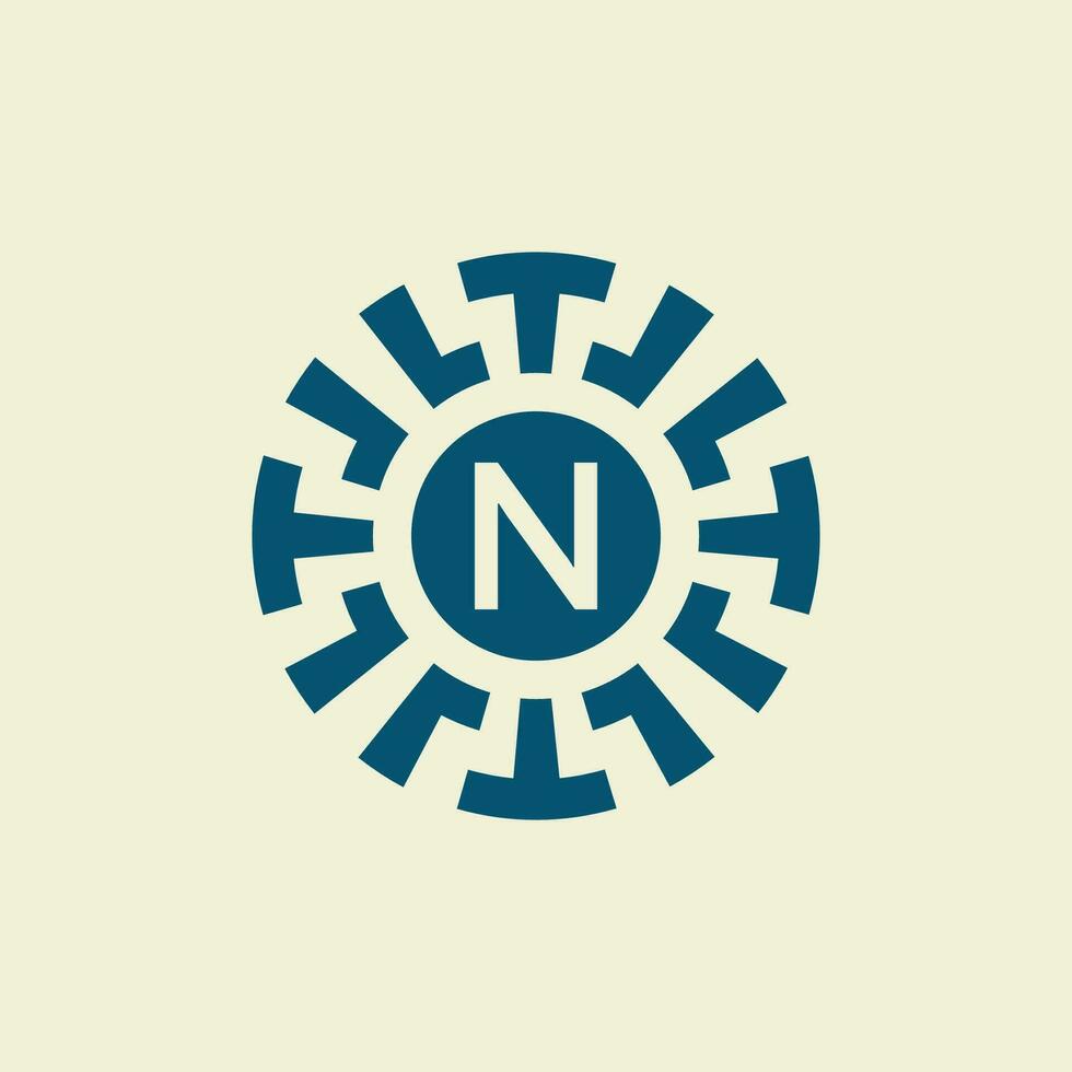 iniziale lettera n ornamentale cerchio emblema unico modello vettore