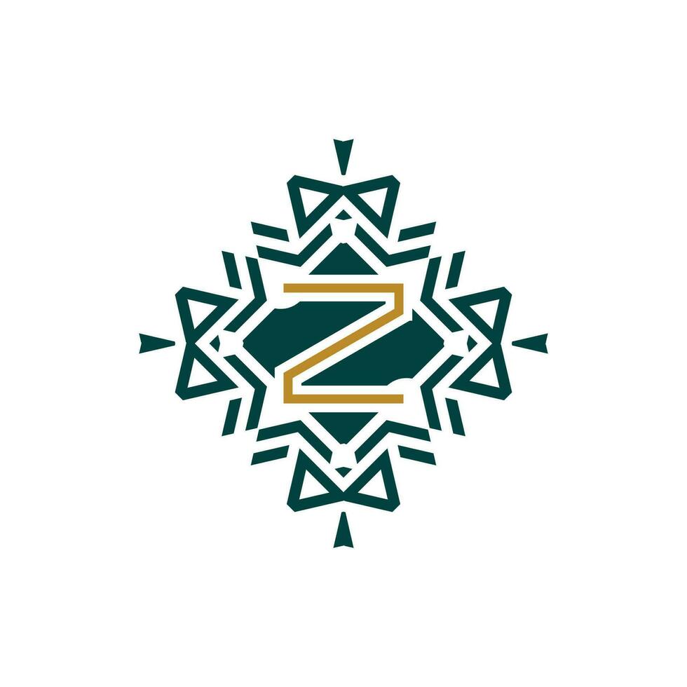 iniziale lettera z astratto antico modello emblema decorativo logo vettore