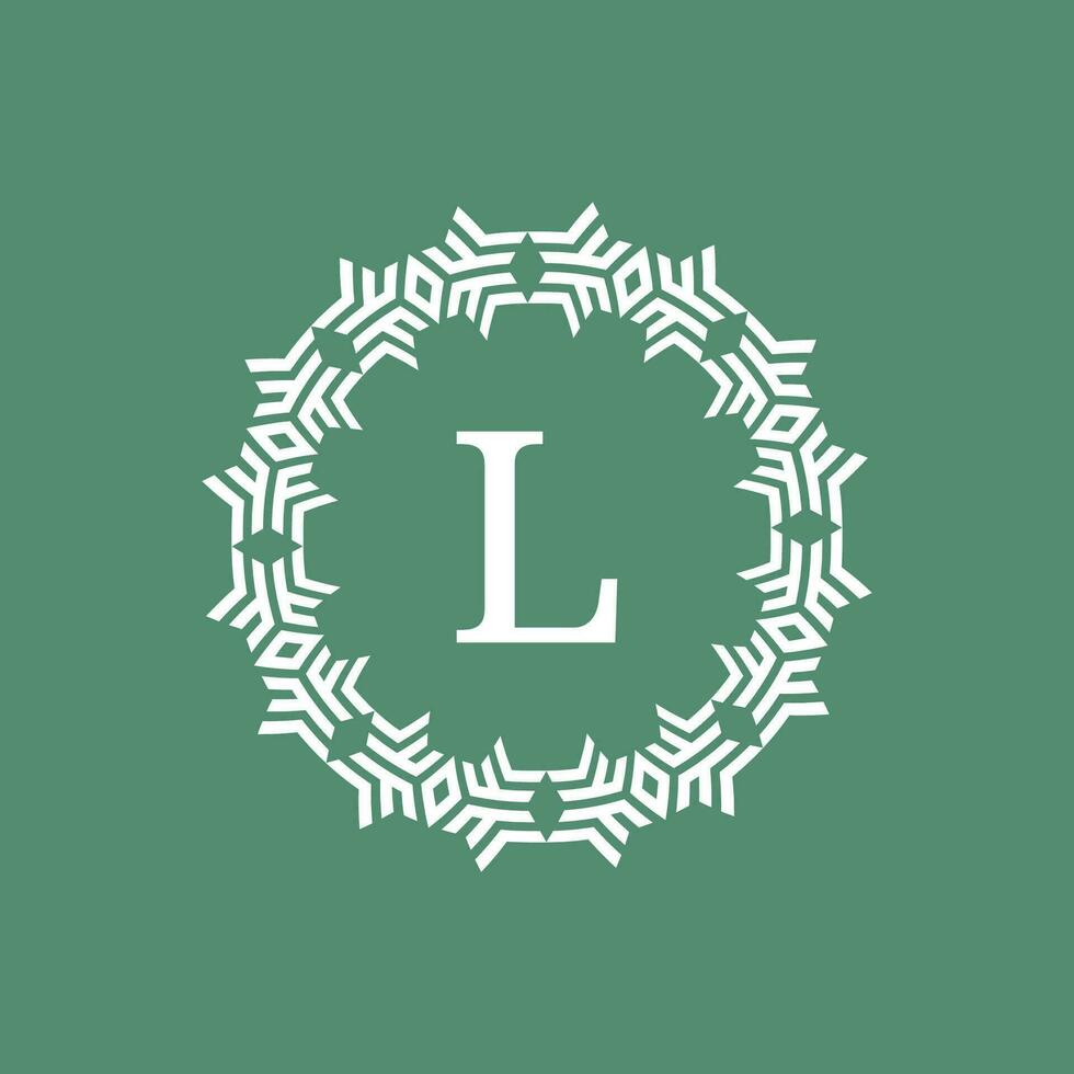 iniziale lettera l ornamentale futuristico cerchio modello telaio emblema logo vettore