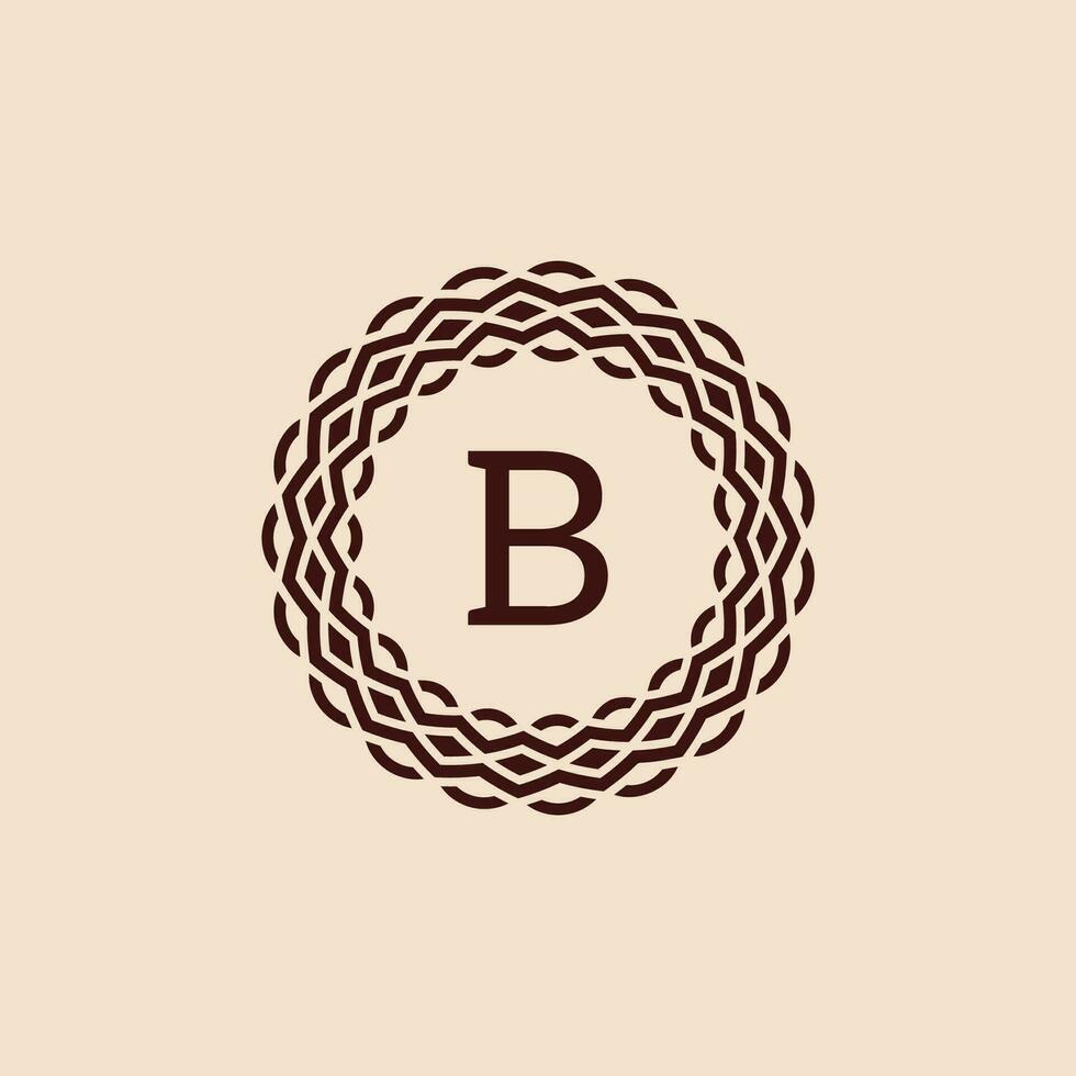 semplice e elegante iniziale lettera B ornamentale cerchio telaio logo vettore