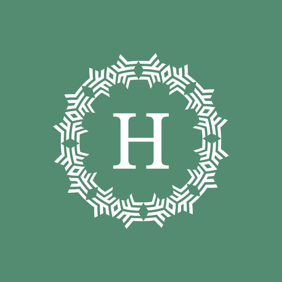 iniziale lettera h ornamentale futuristico cerchio modello telaio emblema logo vettore