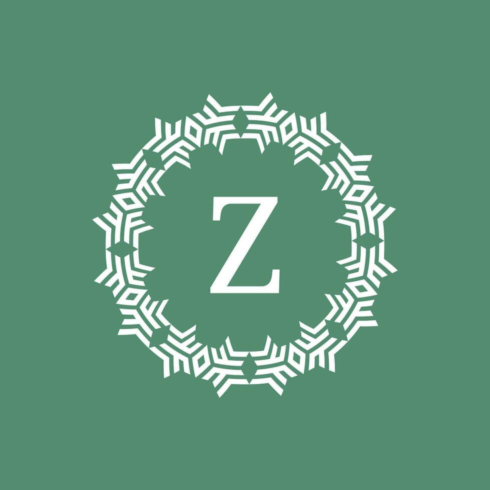 iniziale lettera z ornamentale futuristico cerchio modello telaio emblema logo vettore