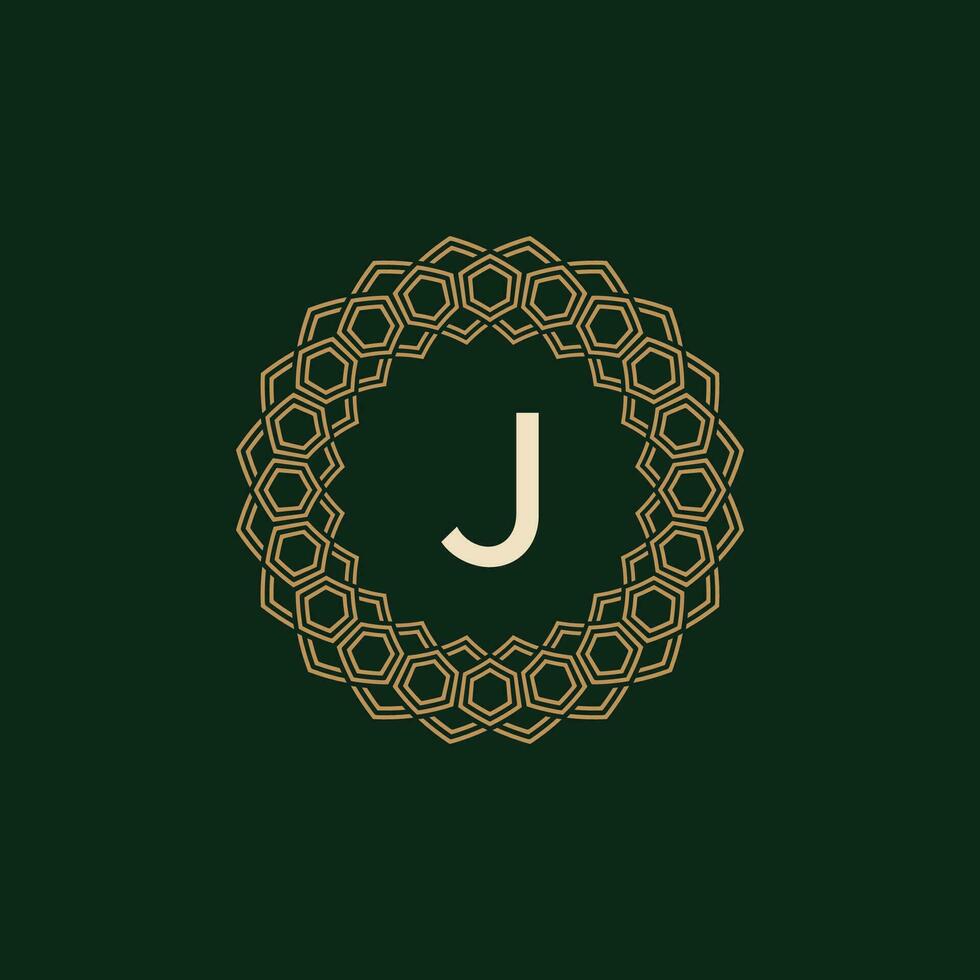 iniziale lettera j ornamentale elegante telaio Linee logo vettore