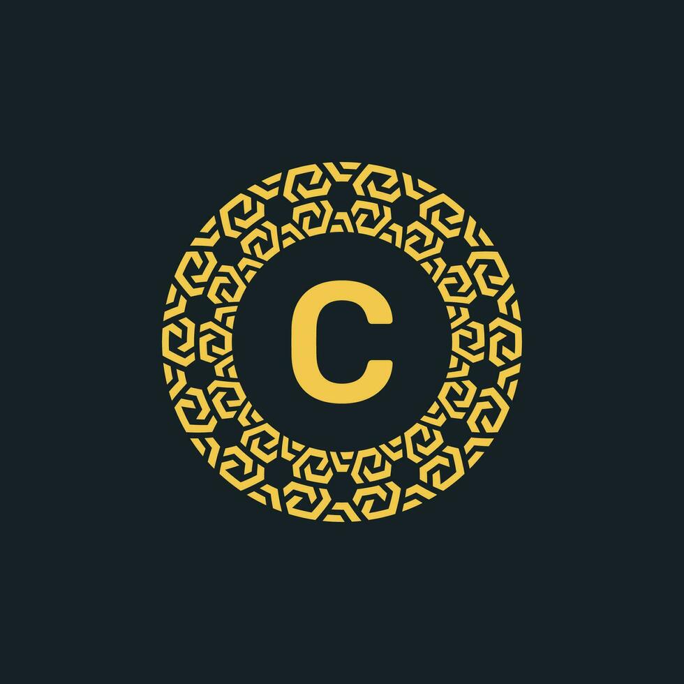 ornamentale iniziale lettera c cerchio emblema telaio logo vettore