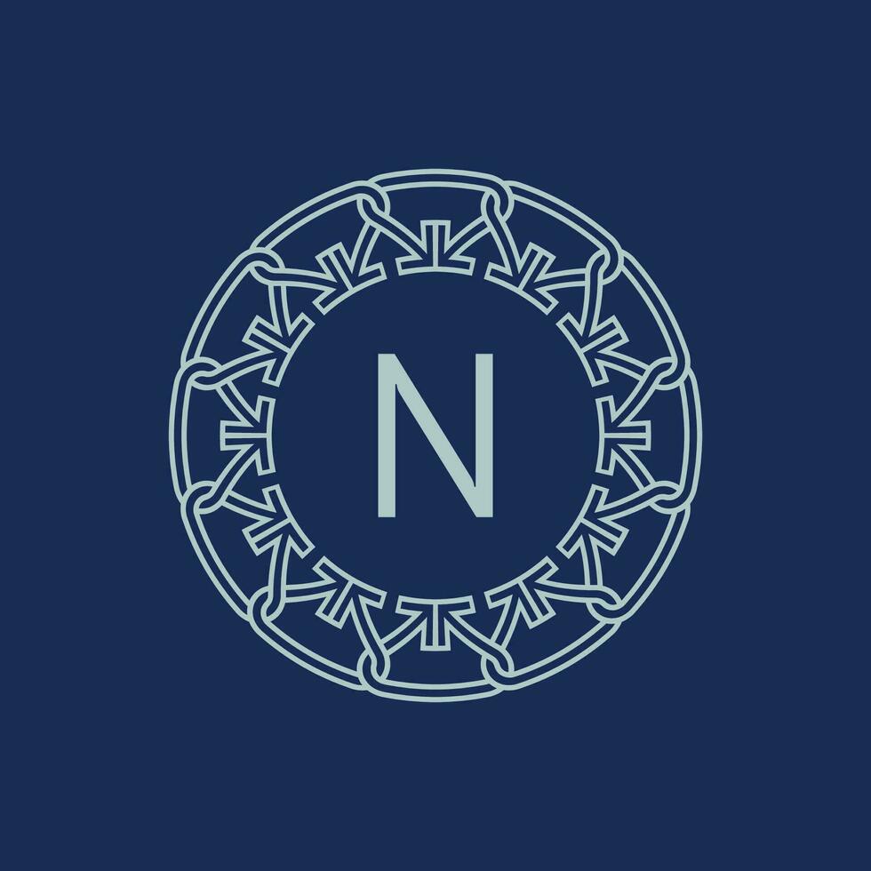 moderno emblema iniziale lettera n ornamentale tribù modello circolare logo vettore